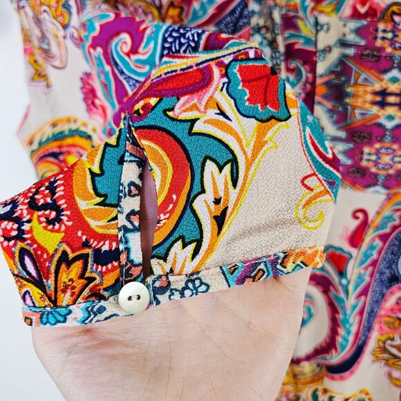 Fig & Flower Anthropologie Boho Paisley Tunic Dress Medium Colorful Spring Artsy - Picture 9 of 16